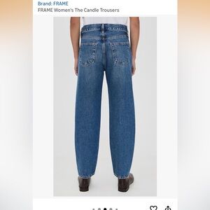 Frame Denim women’s Relaxed Blue Jeans 
The Candle Trouser. Swan 33